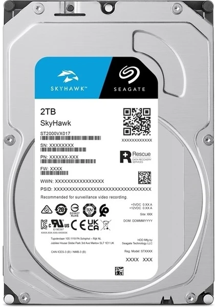 SEAGATE 2 TB SEAGATE SKYHAWK 256MB 7/24 ST2000VX017